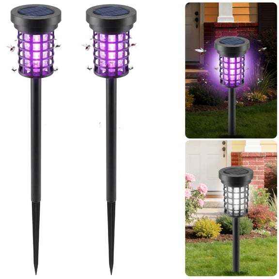 Kqiang 2Pack Solar Bug Zapper & Mosquito Killer Outdoor Waterproof LED Light Mosquito Repellent for Patio, Garden, Yard, Camping