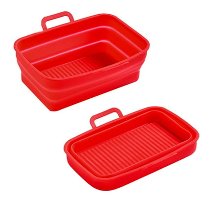 

Foldable Air Fryer Silicone Baking Tray Reusable Heat Resistant Silicone Mats Basket Air Fryer Rack Accessories