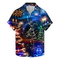 thumbnail image 2 of BLTIBY Christmas Shirt for Men Lapel Button Down Short Sleeve Hawaiian Shirts Xmas Printed Casual Holiday Beach Shirts Tops Multicolor 4 M, 2 of 5