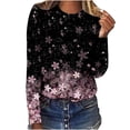 thumbnail image 1 of IROINID Économies Hauts à Manches Longues pour Femmes Col Rond Imprimé T-Shirt Blouse, Rose, 1 of 3
