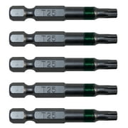T25 (T-25) Torx/Star Driver Bit - High Quality Color Coded T25 x 2" Torx/Star Drive Quick Change Shank Bit for Screws and Fasteners Requiring T25 (T-25) Size Bits - 5 PACK