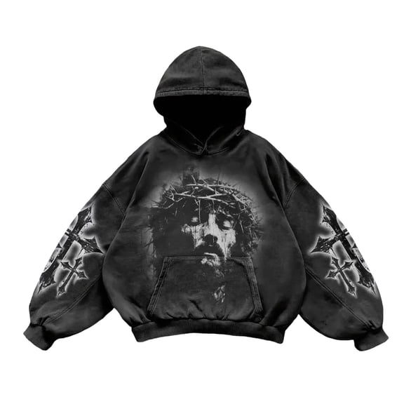 Valora Men Winter Outfit Men's Hooded Sweatshirt Pullover Unisex Casual Hoodie With Print Comfortable Streetwear Fashion Top Black XL
