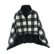 thumbnail image 5 of Poncho Manta Chal a Cuadros Ligero y Acogedor para Mujeres Hombres Sin Mangas Capa Suave Negro 80x130cm, 5 of 9