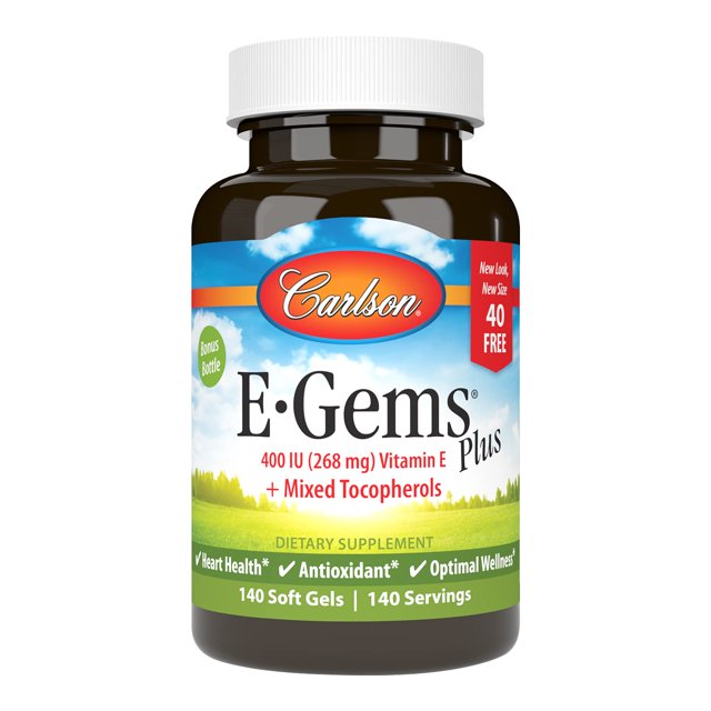 Suplemento Carlson E-Gems Plus 400 UI (268 mg) de vitamina E 140 cápsulas blandas