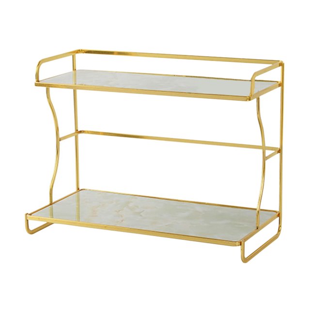 Organizador de encimera de 2 niveles, estante cosmético, decoración decorativa hogar, maquillaje Impresión de mármol blanco Gloria Soporte de la magdalena