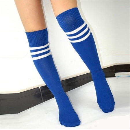 Men Women Unisex Striped Thigh High Stockings Football Socker Rugby Long Socks