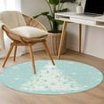 thumbnail image 5 of Christmas Teal Round Area&nbsp;Rug 3.3ft Green White Xmas Tree Winter Snowflakes Non-Slip&nbsp;Washable Circle Rugs Soft Felt Indoor Floor Mat for Bedroom Kitchen Living Room Bathroom, 5 of 9
