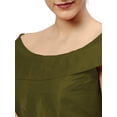 thumbnail image 4 of eloria Women's Art Silk Boat Neck Sari Top Blouse Partywear Sleevless Fillers With backside Zipper, Color : Olive Green, 4 of 6