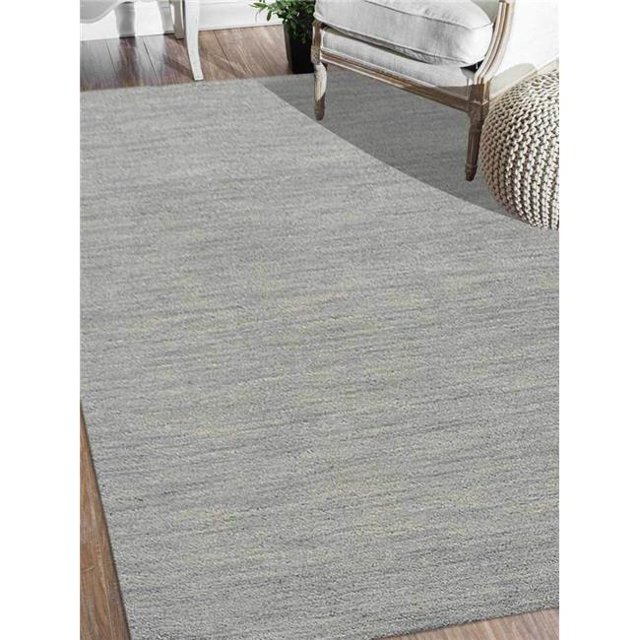 9 x 12 ft. Solid Hand Knotted Loom Wool Area Rug, Light Blue