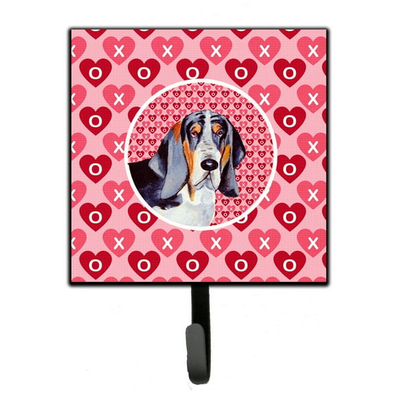 Carolines Treasures LH9147SH4 Basset Hound Hearts Love and Valentines Day Portrait Leash or Key Holder Single Hook