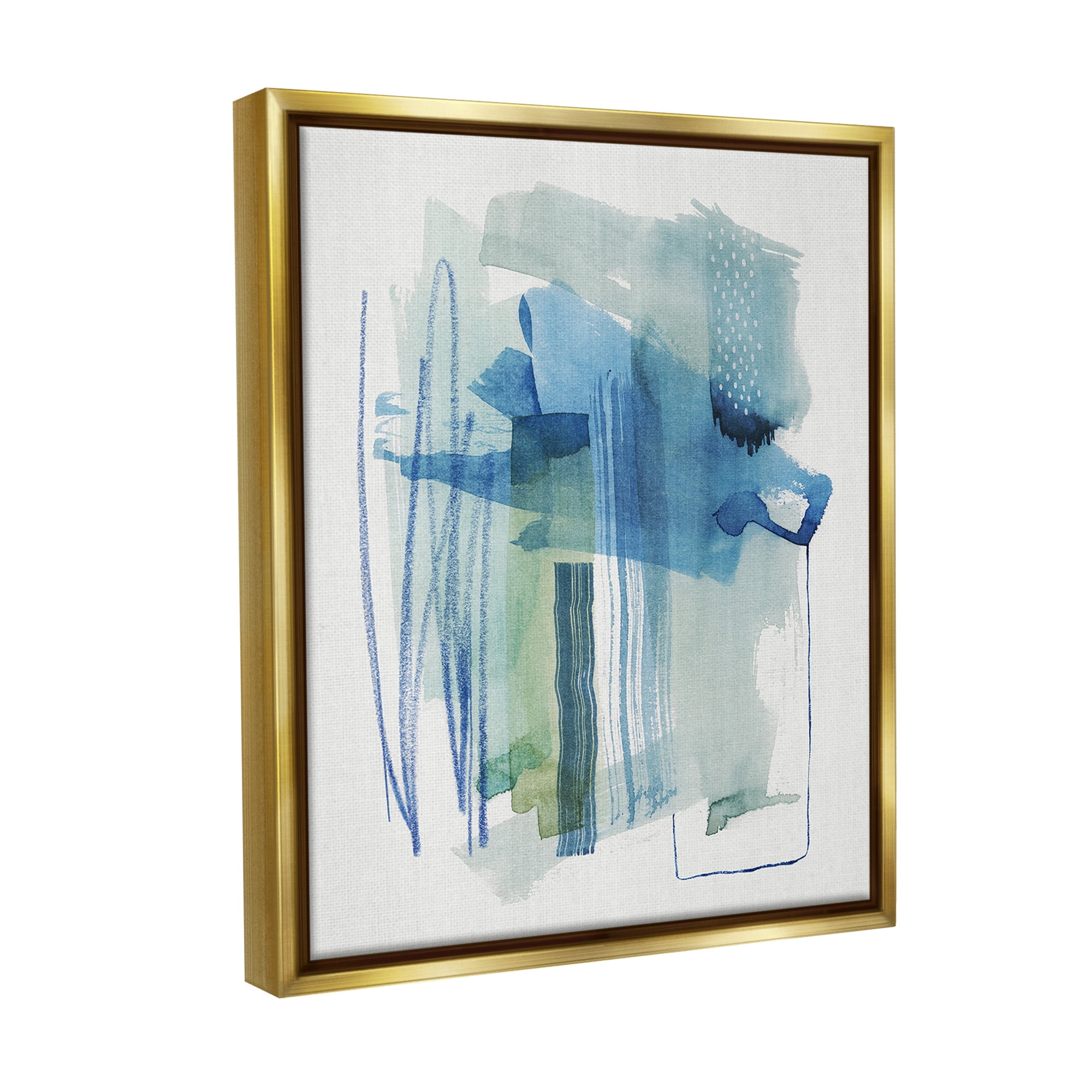 Stupell Industries Chaotic Nautical Abstraction Abstract Painting Gold Floater Framed Canvas Art Print Wall Art, 25 x 31