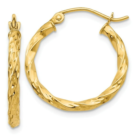 Primal Gold 14 Karat Yellow Gold Twist Hollow Hoop Earrings
