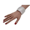 thumbnail image 5 of Women Silver Metal Cuff Bracelet Geometric Circle Squares, 5 of 12