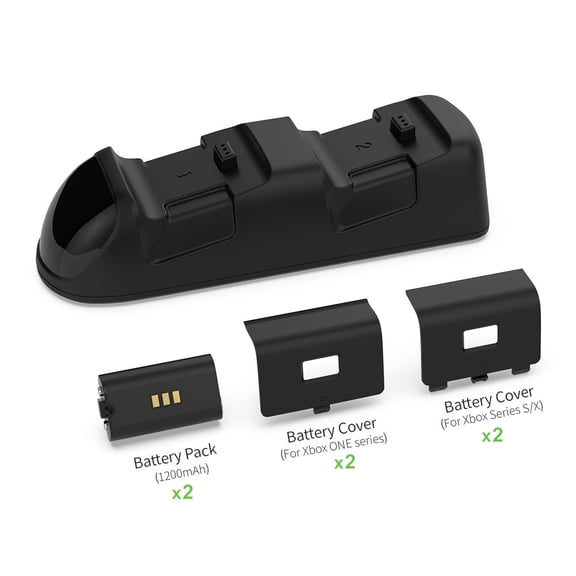 Xbox Universal Dual Controller Charging Kit - Dock Station with 2x 2000mAh Rechargeable Batteries for Xbox Series X/S & Xbox One/X/S Controllers | Fast Charging, LED Indicators, Overcharge Protection