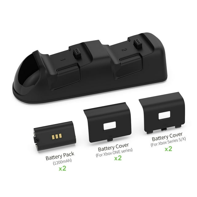 Xbox Universal Dual Controller Charging Kit - Dock Station with 2x 2000mAh Rechargeable Batteries for Xbox Series X/S & Xbox One/X/S Controllers | Fast Charging, LED Indicators, Overcharge Protection