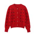 thumbnail image 6 of Embroidered heart-shaped knitted cardigan sweater for women V-neck single-breasted knitted sweater top autumn and winter women's coat jacket-Beige-L, 6 of 6