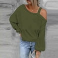 thumbnail image 2 of BLVB Off Shoulder Tops for Women 2024 Casual Loose Long Sleeve Fall Shirts Solid Color Ladies Pullover Blouse, 2 of 5