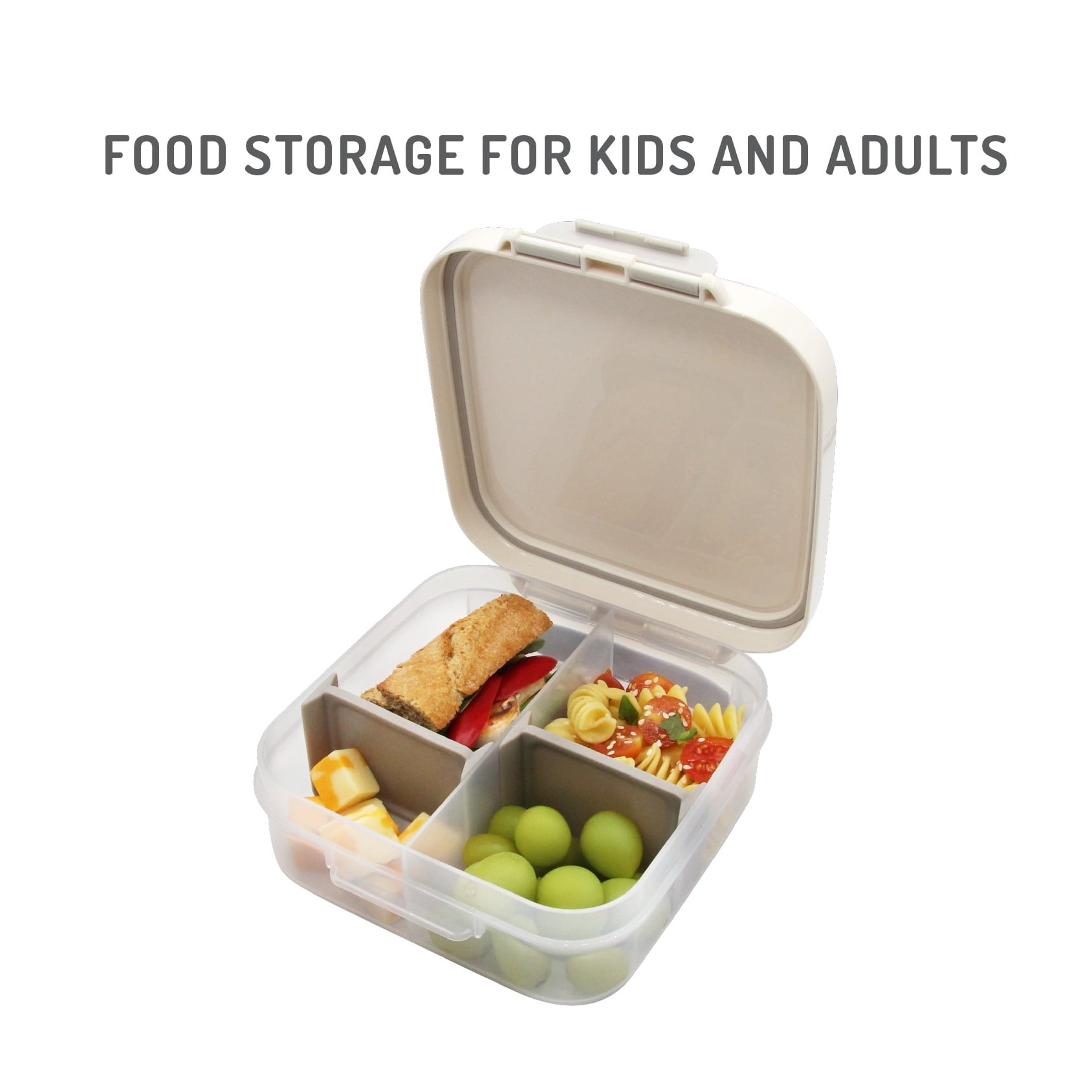 Melii Mini Lunchbox Food Storage Container, Warm Ivory & Grey