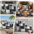 thumbnail image 4 of Outdoor Pillow Covers Abstract Black Grey Color Block Waterproof Pillow Cases 20x20 Set of 2, Modern White Checkered Plaid Throw Pillow Cover Pillowcase for Patio Balcony Couch Garden, 4 of 9