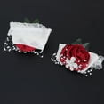 thumbnail image 6 of 2pcs Hand Flower Bridesmaid Wrist Corsage Wedding Decorations Diamond Rose（Wine Red）, 6 of 8