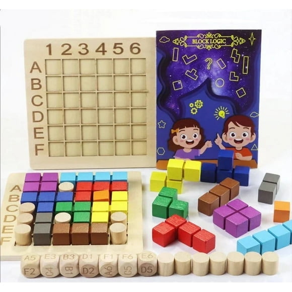 Children Wooden Magic Block Match Building Blocks Logical Thinking Training genius square board game