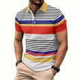 thumbnail image 2 of POTETI Collared Polo Shirts for Men Casual Short Sleeve Shirts Striped Loose Tops, 2 of 3