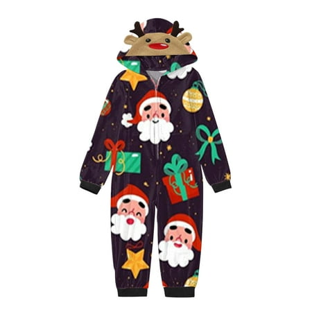 

ketyyh-chn99 Christmas Story Pajamas for Family Family Christmas Pajamas Print Hooded Jumpsuit Little Pajamas Holiday Family Matching