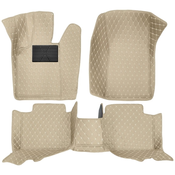 Tuqiang Car Floor Mats for GMC Terrain 2010–2017 PU Leather Floor Liner Carpet Protection All Weather PU Leather Auto Liners Anti-Slip Automotive Floor Mats 3Pcs Beige