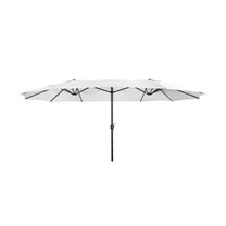 WestinTrends 15 x 9 Ft Twin Double Sided Outdoor Umbrella, Large Rectangle for Patio Balcony with Crank Lift (Base Not Included), White