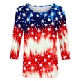 thumbnail image 4 of Utoimkio American Flag T Shirt for Women 3/4 Sleeve Graphic Shirts Crew Neck Red White and Blue Tee Tops Casual Fourth of July Outfits Size S-5XL, 4 of 5