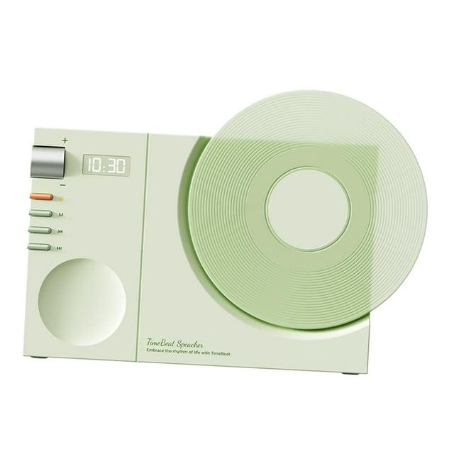 BELOVING Retro Record Player Look Desktop Speaker Battery Operated Portable Rotating Disk for Girls Mom Daughter Gift Multifunctional Green