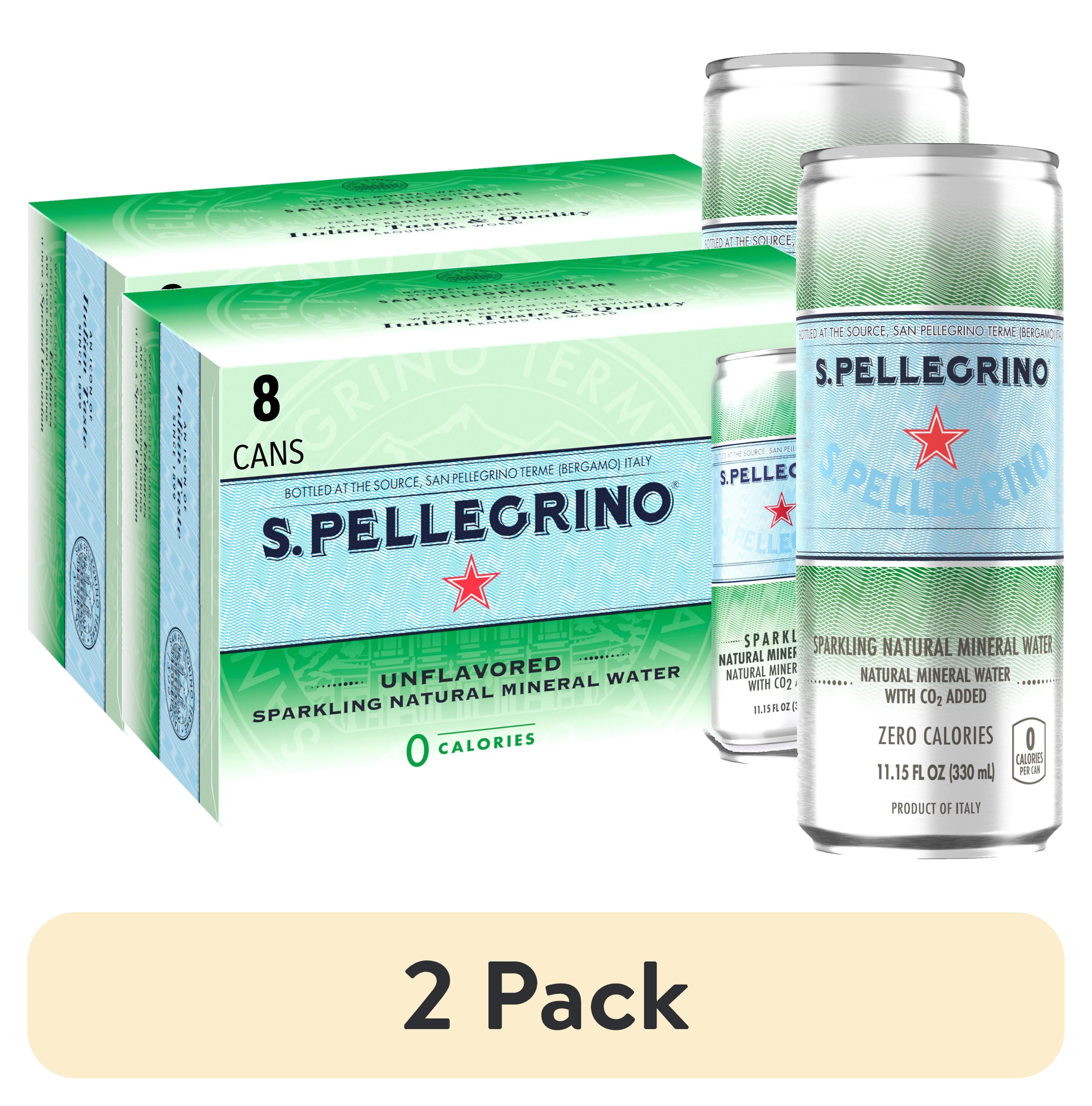 (2 pack) S.Pellegrino Sparkling Natural Unflavored Mineral Water, 89.2 fl oz, 8 Pack Cans