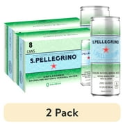 (2 pack) S.Pellegrino Sparkling Natural Unflavored Mineral Water, 89.2 fl oz, 8 Pack Cans