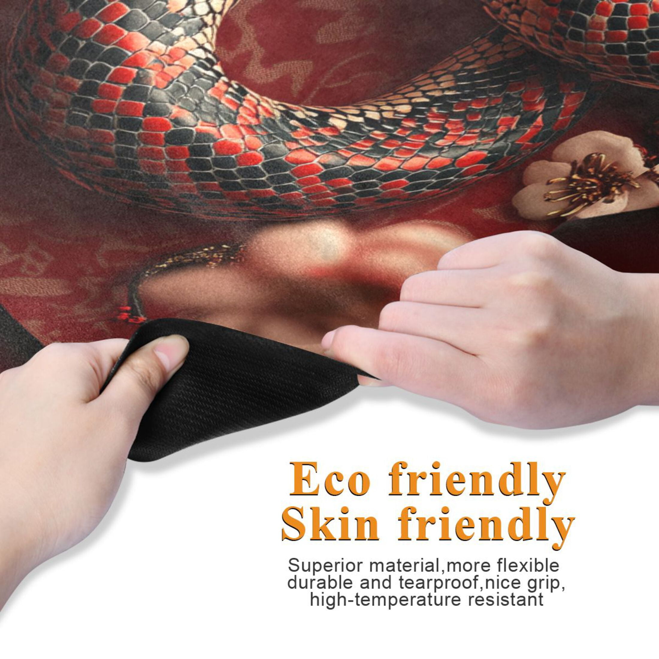 BZSMCE Yoga Mat Women Red Snake with Flowers Fitness Mat