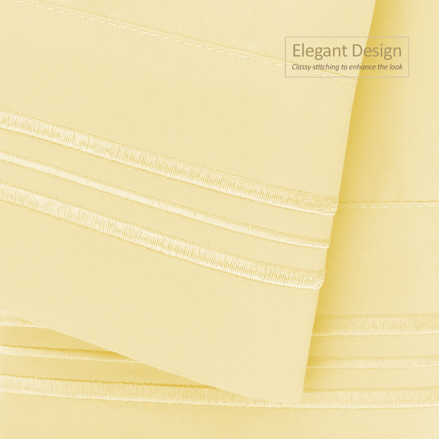 Clara Clark Pillow Cases Premier 1800 Microfiber Collection Pillow Case Set Of 2 Pieces, King Size, Mellow Yellow