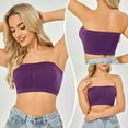 thumbnail image 4 of Strapless Bras for Women No Underwire Strapless Full Coverage Lightweight Non-Slip Plus Size Solid Color Women Underwear with Build in Bras Purple L, 4 of 4