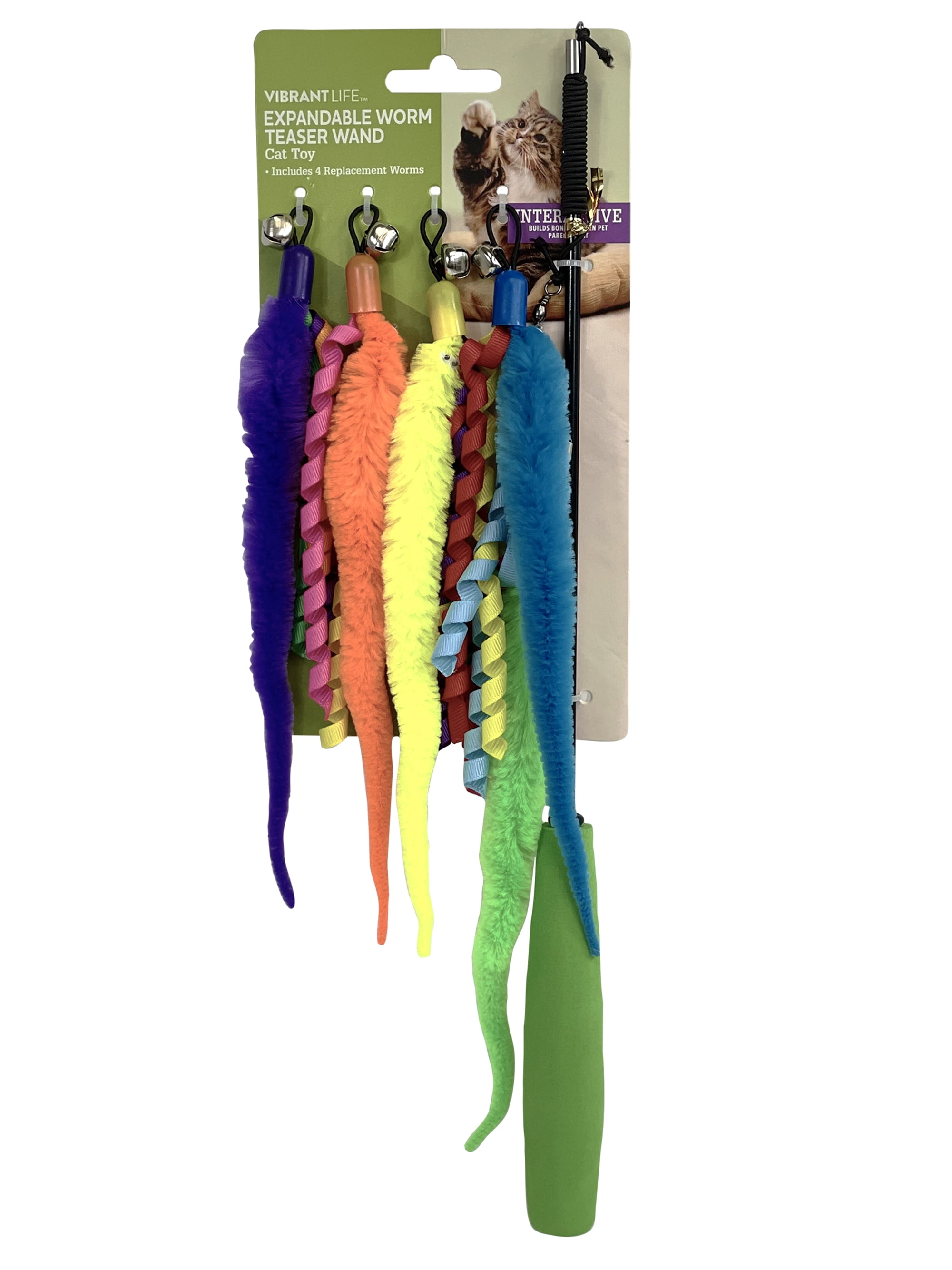 Vibrant Life Worm Wand Cat Toy, Single, Multicolor
