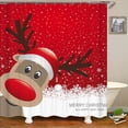 thumbnail image 2 of Juego de cortinas de ducha de Navidad para baño, 4 piezas de cortina de ducha de Navidad/alfombras de baño antideslizantes/tapa de inodoro/alfombra de baño, decoración divertida de alce brillar  Electrónica, 2 of 5