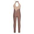 thumbnail image 2 of CHICTRY Kids Girls Sleeveless Figure Skating Bodysuit Gymnastics Ballet Yoga Leotard Mesh Rhinestone Patchwork Jumpsuit Brown 16, 2 of 5