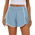 thumbnail image 7 of MIUOWANP Women's Running Shorts 2 Pack Solid Color Sexy Elastic Waist with Side Pleats Casual Sports ShortsL(8)Blue, 7 of 7