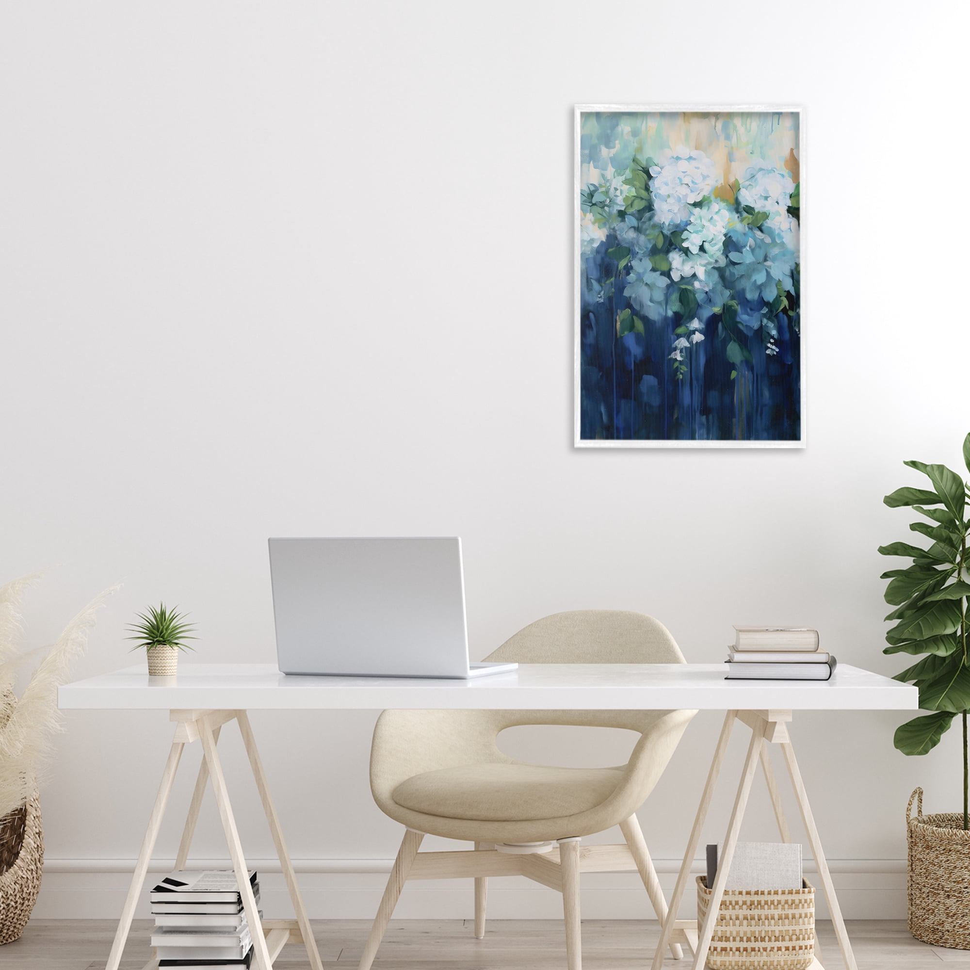 Stupell Industries Lush Blue Hydrangea Abstract White Framed Giclee Art, design by Gina Kelly