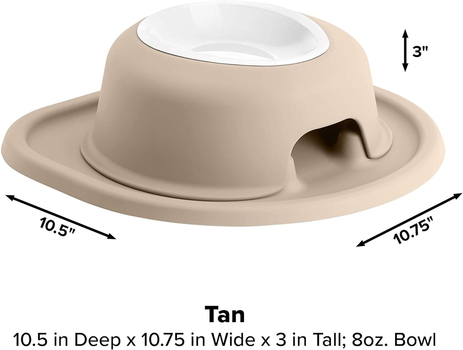 WeatherTech Single High Pet Feeding System w/Plastic Dog/Cat Bowls - 3" High Stand Tan (PSH0803TNTN)
