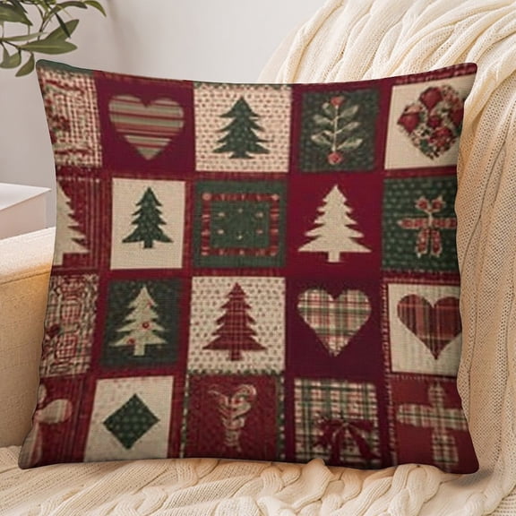RKSupls 18x18 Inch Envelope Throw Pillow Cover, Plaid Christmas Quilt Soft Polyester Modern Farmhouse Decorative Cushion Case for Home Bedroom Living Room