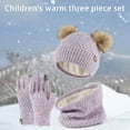 thumbnail image 5 of TERGAYEE 3PCS Baby Winter Hat Scarf Gloves Set,Winter Warm Kids Knitted Cap with Pompom Neck Warmer manipulatescreen Mitten Set for Boys Girls,Cold Weather Winter Accessories, 5 of 7