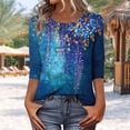 thumbnail image 4 of Levmjia Womens Tops Vintage Boho Floral Printed 3/4 Sleeve T Shirt Loose Casual Round Neck Blouse Pullover Polyester Comfortable All Season, 4 of 7