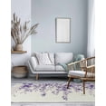 thumbnail image 4 of Purple Eucalyptus Leaves Area Rug 3x5ft Woven Runner Rug,Watercolor Spring Botanical Washable Living Room Hallway Bedroom Kitchen Carpet with Tassels,Indoor Outdoor Throw Door Mat for Entryway, 4 of 5