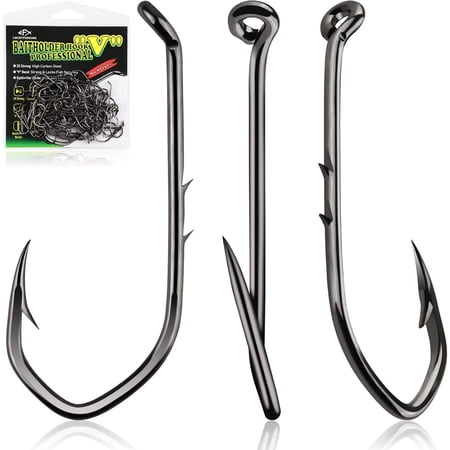 Baitholder Fishing Hooks 100PCS V Shape Bait Holder Hooks #4 Soft Live Baits for Bass Crappie