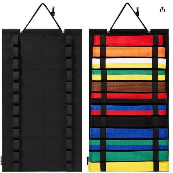 GUIYONG Martial Arts Belt Display Holder Hanging Karate Belt Organizer For Taekwondo And Karate Belt Storage Wall Hanging Belt Display Pouch