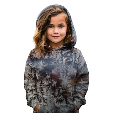 XDDLITP Camo Hoodies for Boys Girls Kids Maple-Leaf Print Drop Shoulder Sweatshirt Oversized Long Sleeve Casual Pullover with Pocket,Light Gray 90(2-3Y)