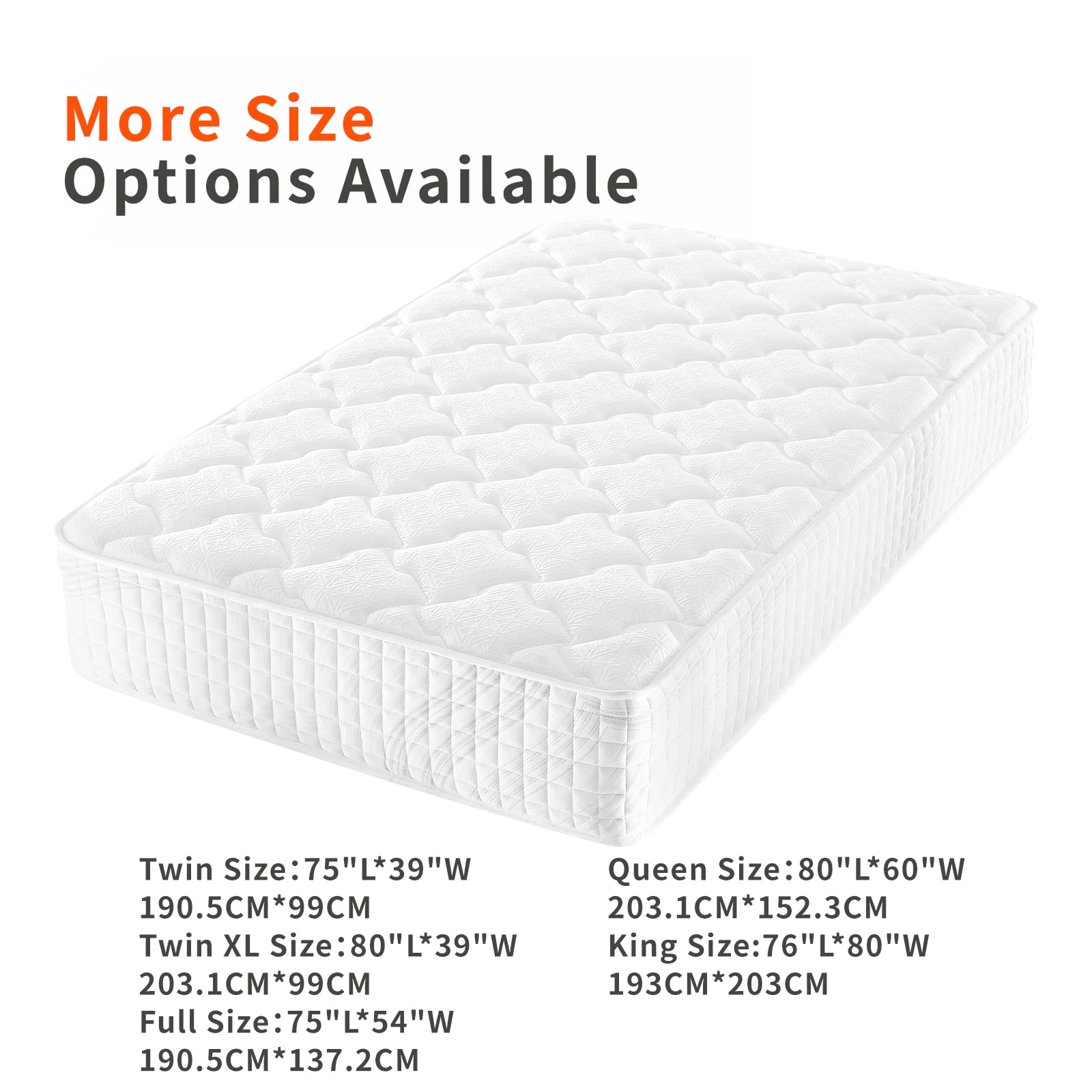 BMMB High Quality 12"Thickness Twin Hybrid Spring Memory Foam Luxury Mattress Medium Feel, US Certified Breathable Fabric Cover
